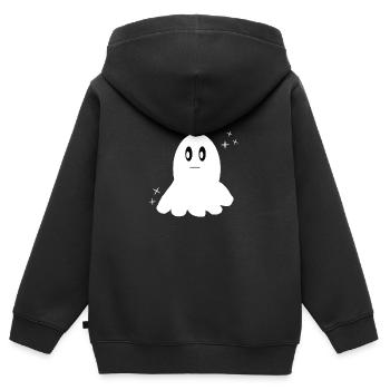 Geist mit Augen - Kinder Premium Organic Zip Hoodie - Schwarz - Hinten - AI Model Kid Male (0cm)
