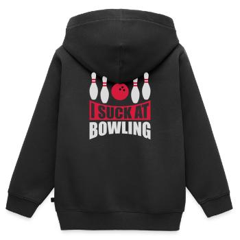 I suck at bowling - Kinder Premium Organic Zip Hoodie - Schwarz - Hinten - AI Model Kid Male (0cm)