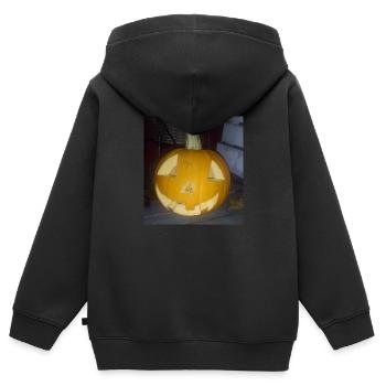 Kürbis - Kinder Premium Organic Zip Hoodie - Schwarz - Hinten - AI Model Kid Male (0cm)