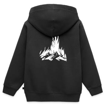 Lagerfeuer Camping Natur Wald Feuer Vektor 2 - Kinder Premium Organic Zip Hoodie - Schwarz - Hinten - AI Model Kid Male (0cm)