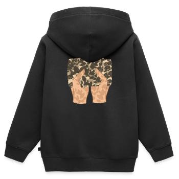 Enveloppe de la poste aux lettres dans les mains Idée cadeau - Sweat Premium à capuche zippé enfant bio - noir - Dos - AI Model Kid Male (0cm)
