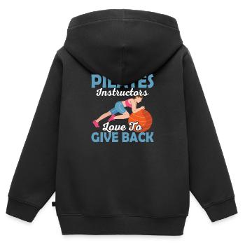 Pilates Instructors Love To Give Back Exercise Fit - Kids Premium Organic Zip-up Hoodie - black - Back - AI Model Kid Male (0cm)
