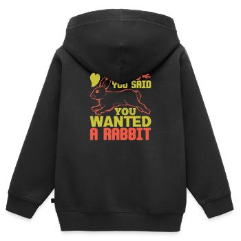 DU SAGTEST, DU WOLLTEST EIN KANINCHEN LUSTIG - Kinder Premium Organic Zip Hoodie - Schwarz - Hinten - AI Model Kid Male (0cm)