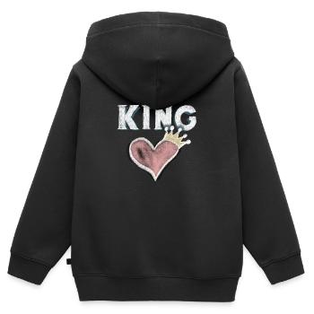 Herz König Geschenk Liebe Krone Kreide Zeichnng - Kinder Premium Organic Zip Hoodie - Schwarz - Hinten - AI Model Kid Male (0cm)
