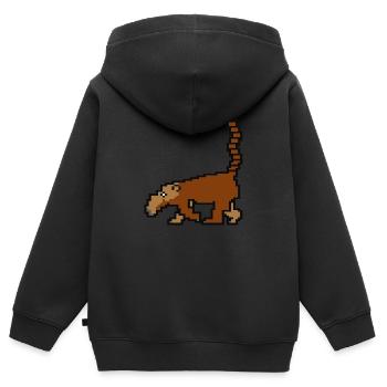 Nasenbär 8bit - Kinder Premium Organic Zip Hoodie - Schwarz - Hinten - AI Model Kid Male (0cm)