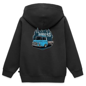 German Classic Car // Illustration // Barkas - Kinder Premium Organic Zip Hoodie - Schwarz - Hinten - AI Model Kid Male (0cm)