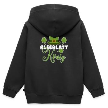 Kleeblatt König | Irland Saint Patrick Ire Glück - Kinder Premium Organic Zip Hoodie - Schwarz - Hinten - AI Model Kid Male (0cm)