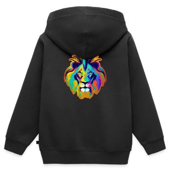 Löwenkopf Pop-Art - Kinder Premium Organic Zip Hoodie - Schwarz - Hinten - AI Model Kid Male (0cm)