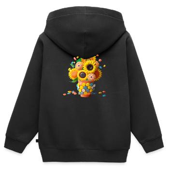 Le bouquet de tournesols - Sweat Premium à capuche zippé enfant bio - noir - Dos - AI Model Kid Male (0cm)