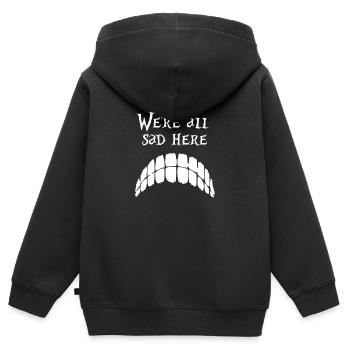 Wir sind alle traurig hier - Alice im Wunderland - Weiß - Kinder Premium Organic Zip Hoodie - Schwarz - Hinten - AI Model Kid Male (0cm)