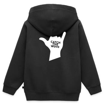 Surfing Surfboard Surfer Geschenkidee - Kinder Premium Organic Zip Hoodie - Schwarz - Hinten - AI Model Kid Male (0cm)