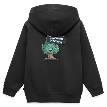 Bitte keine Werbung sagt der Baum - Kinder Premium Organic Zip Hoodie - Schwarz - Hinten - AI Model Kid Male (0cm)
