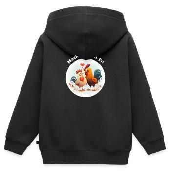 Mach mir ein Ei - Kinder Premium Organic Zip Hoodie - Schwarz - Hinten - AI Model Kid Male (0cm)