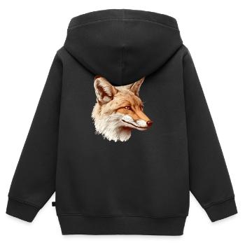 Schlauer Fuchs - Kinder Premium Organic Zip Hoodie - Schwarz - Hinten - AI Model Kid Male (0cm)