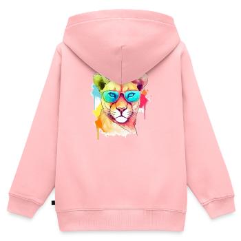 Rak der - Kinder Premium Organic Zip Hoodie - Rosa - Hinten - AI Model Kid Female (0cm)