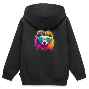Eddy the porcupine - Kids Premium Organic Zip-up Hoodie - black - Back - AI Model Kid Male (0cm)