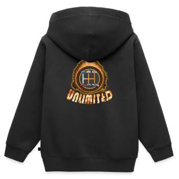 Boîte de vitesses automatique - Sweat Premium à capuche zippé enfant bio - noir - Dos - AI Model Kid Male (0cm)