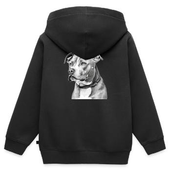 Zion le pitbull - Sweat Premium à capuche zippé enfant bio - noir - Dos - AI Model Kid Male (0cm)