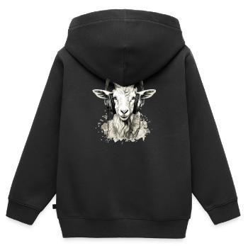 Minou la chèvre audiophile - Sweat Premium à capuche zippé enfant bio - noir - Dos - AI Model Kid Male (0cm)