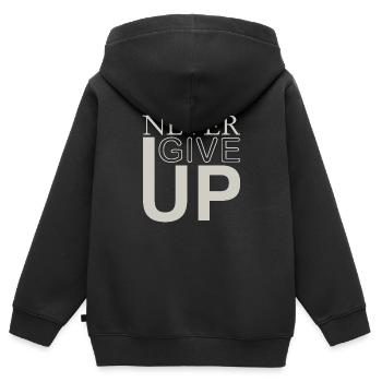 NEVER GIVE UP - Kinder Premium Organic Zip Hoodie - Schwarz - Hinten - AI Model Kid Male (0cm)