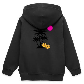 palme sunset - Kinder Premium Organic Zip Hoodie - Schwarz - Hinten - AI Model Kid Male (0cm)