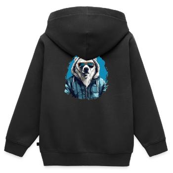 Streetstyle-Bär | Eisbären-Liebhaber - Kinder Premium Organic Zip Hoodie - Schwarz - Hinten - AI Model Kid Male (0cm)
