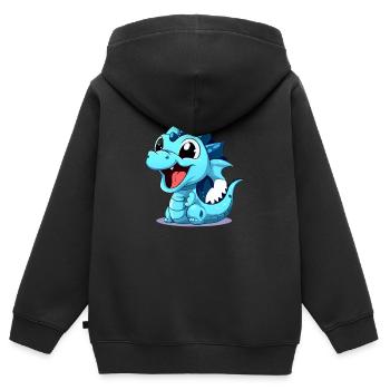 Filu der kleine blaue Drache - Kinder Premium Organic Zip Hoodie - Schwarz - Hinten - AI Model Kid Male (0cm)