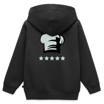 Chapeau de chef chef 5 étoiles - Sweat Premium à capuche zippé enfant bio - noir - Dos - AI Model Kid Male (0cm)