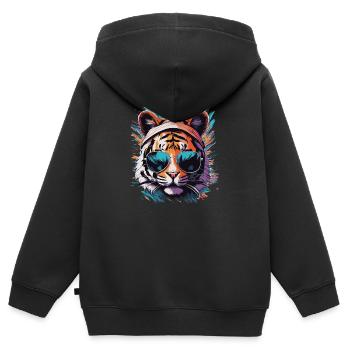 Tiger head with sunglasses - Kids Premium Organic Zip-up Hoodie - black - Back - AI Model Kid Male (0cm)