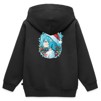 Noel Kawaï Manga - Kids Premium Organic Zip-up Hoodie - black - Back - AI Model Kid Male (0cm)