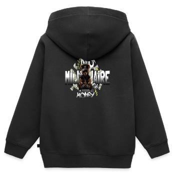 Millionnaire en devenir - Money King - Sweat Premium à capuche zippé enfant bio - noir - Dos - AI Model Kid Male (0cm)