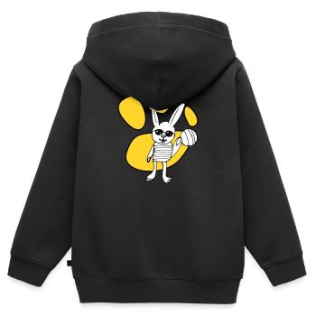RDL Hare Yellow, White & Black - Kids Premium Organic Zip-up Hoodie - black - Back - AI Model Kid Male (0cm)