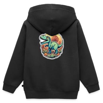 Karikatur-Dinosaurier - Kinder Premium Organic Zip Hoodie - Schwarz - Hinten - AI Model Kid Male (0cm)