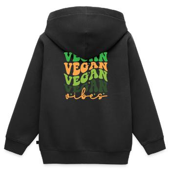 Vegan vibes, veganuary, gesunde Ernährung, vegan - Kinder Premium Organic Zip Hoodie - Schwarz - Hinten - AI Model Kid Male (0cm)