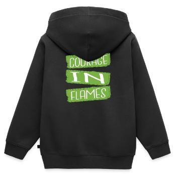Bravoure Héroïsme Service d’incendie Sauvetage d’urgence - Sweat Premium à capuche zippé enfant bio - noir - Dos - AI Model Kid Male (0cm)