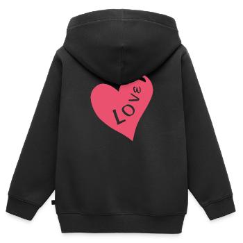 Rosa Herz - Kinder Premium Organic Zip Hoodie - Schwarz - Hinten - AI Model Kid Male (0cm)