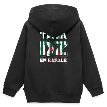 Tahia DZ im Aufruhr - Geschenkidee Algerien - Kinder Premium Organic Zip Hoodie - Schwarz - Hinten - AI Model Kid Male (0cm)
