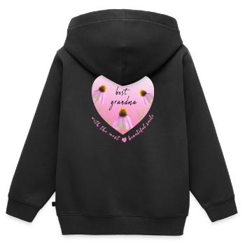 best grandma granny - Kinder Premium Organic Zip Hoodie - Schwarz - Hinten - AI Model Kid Male (0cm)