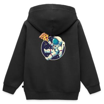 Pizza Astronaute - Sweat Premium à capuche zippé enfant bio - noir - Dos - AI Model Kid Male (0cm)