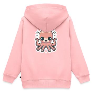 Amoureux du poulpe - Sweat Premium à capuche zippé enfant bio - rose - Dos - AI Model Kid Female (0cm)