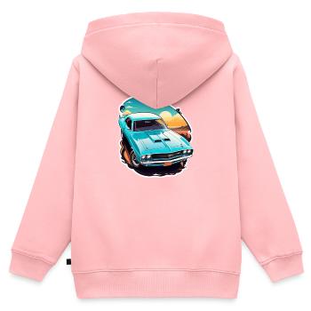 Oldtimer Sonnenuntergang - Kinder Premium Organic Zip Hoodie - Rosa - Hinten - AI Model Kid Female (0cm)