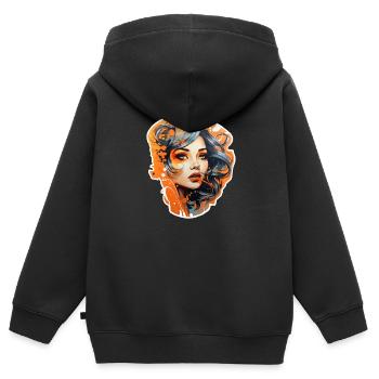 Fussballfan oranije 50er Jahre - Kinder Premium Organic Zip Hoodie - Schwarz - Hinten - AI Model Kid Male (0cm)
