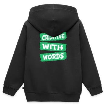Processus créatif Bday Joke Projets créatifs - Sweat Premium à capuche zippé enfant bio - noir - Dos - AI Model Kid Male (0cm)
