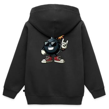 coole Bombe, Sonnenbrille, rote Turnschuhe, Rockschild - Kinder Premium Organic Zip Hoodie - Schwarz - Hinten - AI Model Kid Male (0cm)