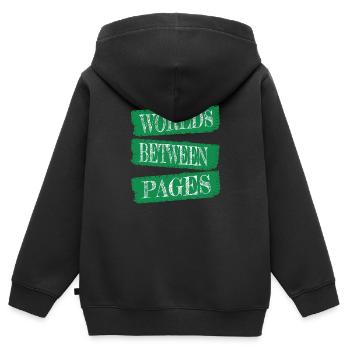 communauté littéraire idée cadeau détente - Sweat Premium à capuche zippé enfant bio - noir - Dos - AI Model Kid Male (0cm)