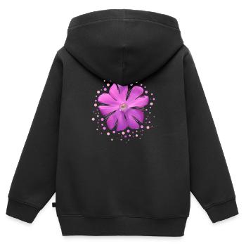 fleur rose - Sweat Premium à capuche zippé enfant bio - noir - Dos - AI Model Kid Male (0cm)