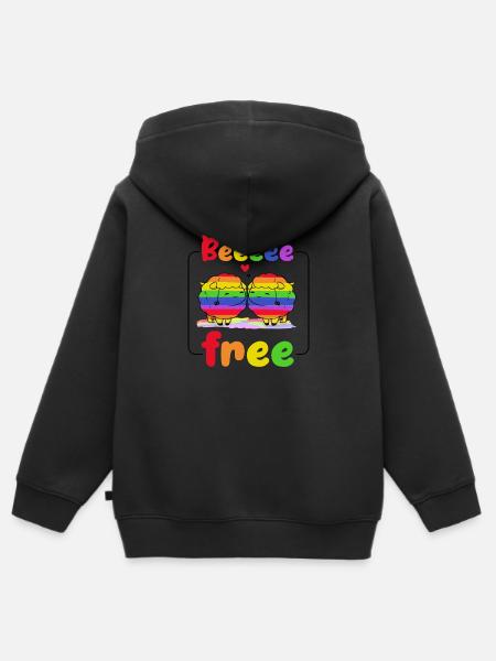 Beee fre Pridedesigncontest2024 - Kids Premium Organic Zip-up Hoodie - black