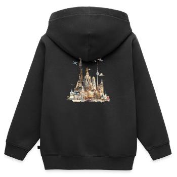 Jedes Wahrzeichen hat seine eigene Geschichte - Kinder Premium Organic Zip Hoodie - Schwarz - Hinten - AI Model Kid Male (0cm)