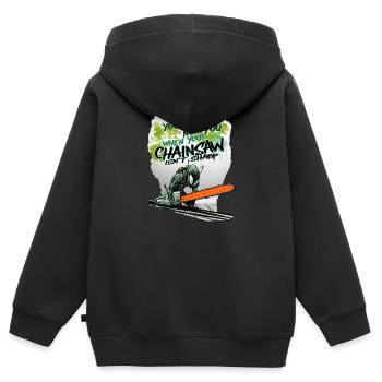 Du bist nicht du wenn Kette stumpf ist - Kinder Premium Organic Zip Hoodie - Schwarz - Hinten - AI Model Kid Male (0cm)