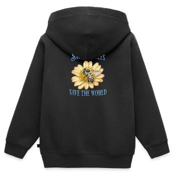 Rettet die Bienen, rettet die Welt - Kinder Premium Organic Zip Hoodie - Schwarz - Hinten - AI Model Kid Male (0cm)